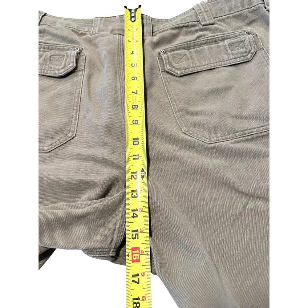 Duluth Trading Co Mens 46‎ Cargo Shorts Olive Green Cotton Canvas Worker Rugged